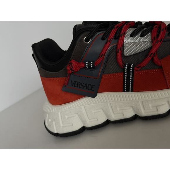 Versace Men\'s Greca Sneakers Red/Gray 11 US (44 Euro) IT 1021490 NIB main image 9